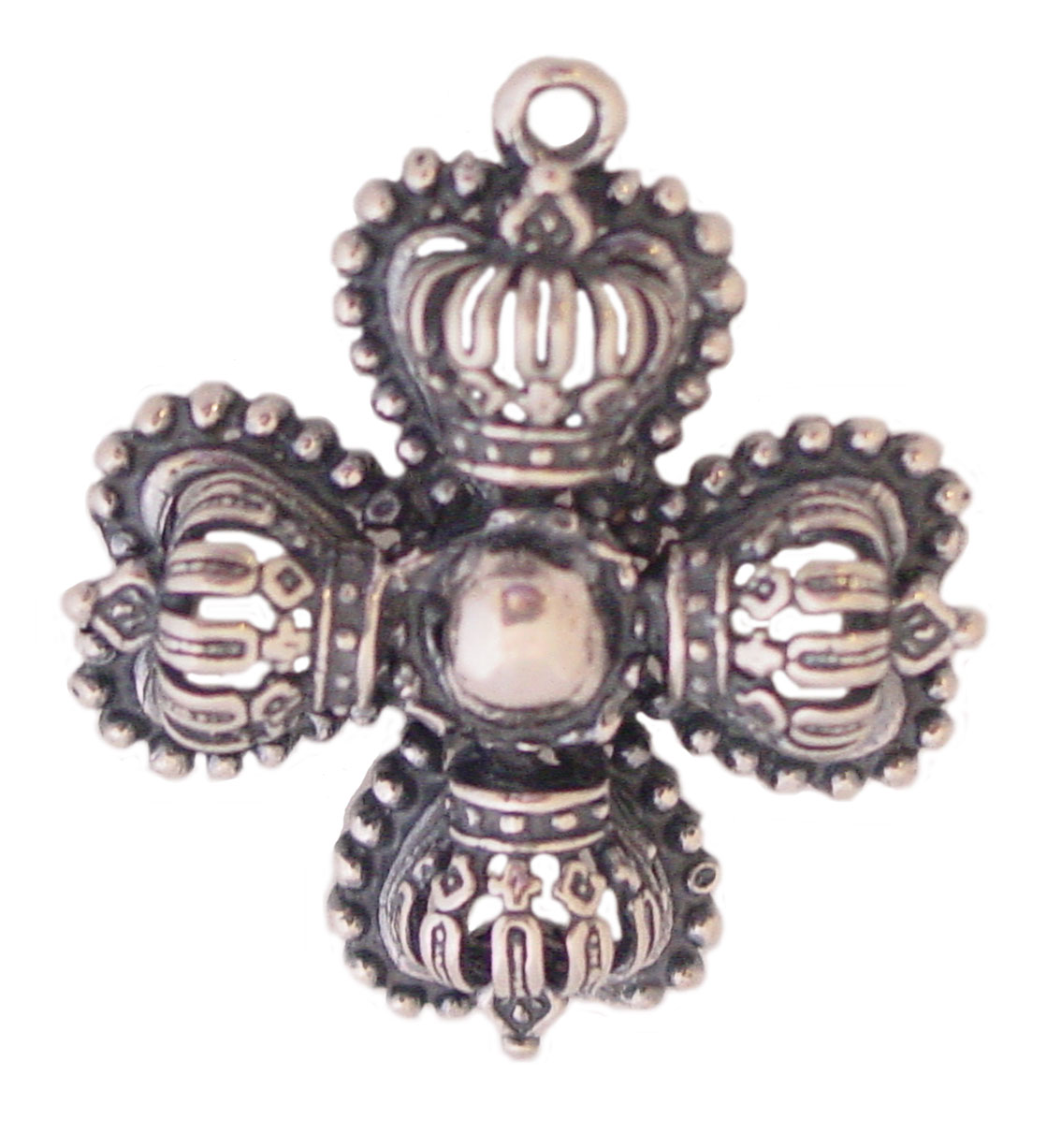 Cross of Crowns Silver Charm